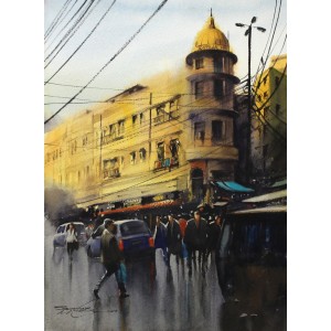 Sarfraz Musawir, 11 x 15 Inch, Watercolor on Paper, Cityscape Painting, AC-SAR-137